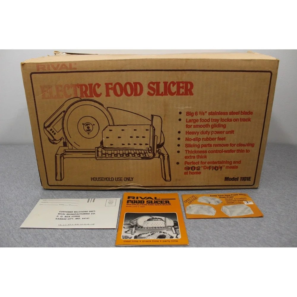 Rival Electric Food Slicer Chrome 1101E Vintage Stainless Steel Blade Adjustable